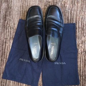 Prada Black Leather Loafers Size 12